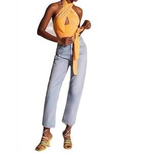 NEW EVA FRANCO halter wrap top in citrus